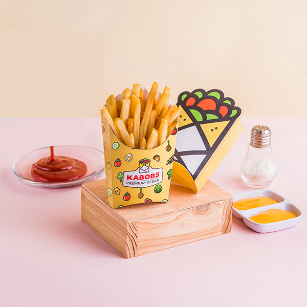 Premium PSD  Kraft paper large size french fries packaging mockup
